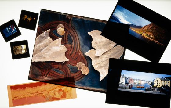 ei samling fargerike lysbilde av natur, klippfisk, Ålesund etc.